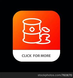 Barrels, Environment, Garbage, Pollution Mobile App Button. Android and IOS Line Version