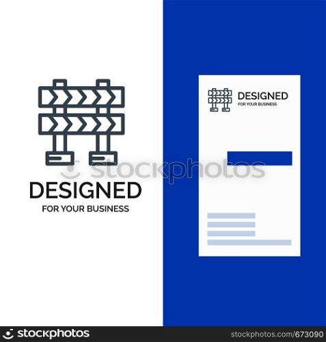Barricade, Barrier, Construction Grey Logo Design and Business Card Template