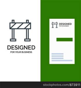 Barricade, Barrier, Construction Grey Logo Design and Business Card Template