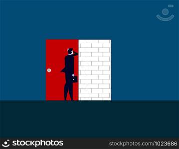 Barrier. Businessman with brick wall. Concept business vector illustration.