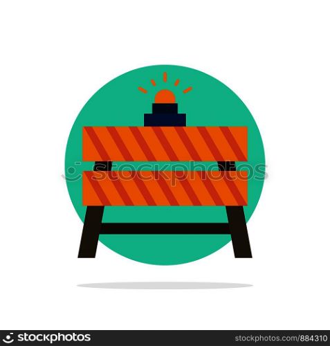 Barrier, Construction, Stop, Closed, Road Abstract Circle Background Flat color Icon
