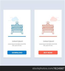 Barrier, Construction, Stop, Closed, Road  Blue and Red Download and Buy Now web Widget Card Template