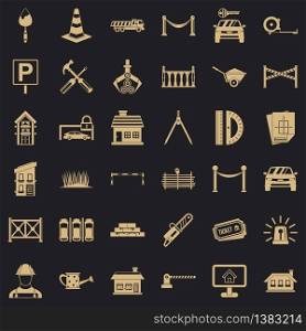 Barrier icons set. Simple style of 36 barrier vector icons for web for any design. Barrier icons set, simle style