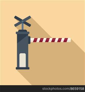 Barrier train icon flat vector. Road safety. Gate traffic. Barrier train icon flat vector. Road safety