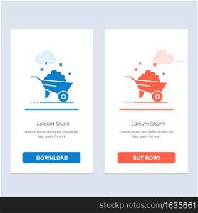 Barrow, Construction, Wheel, Spring  Blue and Red Download and Buy Now web Widget Card Template