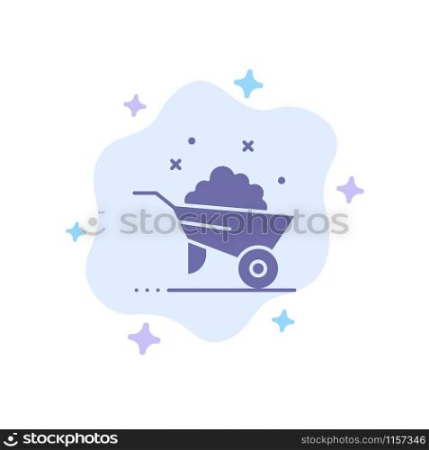 Barrow, Construction, Wheel, Spring Blue Icon on Abstract Cloud Background