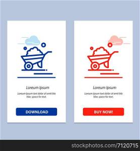 Barrow, Garden, Trolley, Truck, Wheelbarrow Blue and Red Download and Buy Now web Widget Card Template