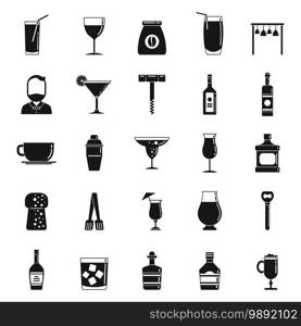 Bartender tools icons set. Simple set of bartender tools vector icons for web design on white background. Bartender tools icons set, simple style