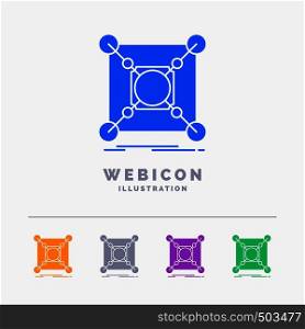 Base, center, connection, data, hub 5 Color Glyph Web Icon Template isolated on white. Vector illustration. Vector EPS10 Abstract Template background