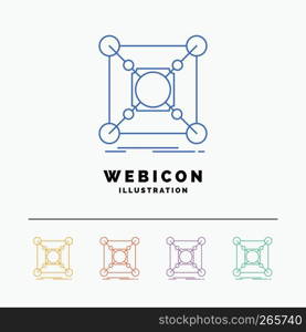 Base, center, connection, data, hub 5 Color Line Web Icon Template isolated on white. Vector illustration