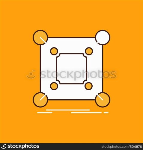 Base, center, connection, data, hub Flat Line Filled Icon. Beautiful Logo button over yellow background for UI and UX, website or mobile application. Vector EPS10 Abstract Template background