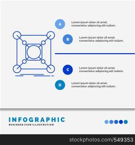 Base, center, connection, data, hub Infographics Template for Website and Presentation. Line Blue icon infographic style vector illustration. Vector EPS10 Abstract Template background