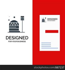 Base, Colony, Construction, Dome, Habitation Grey Logo Design and Business Card Template