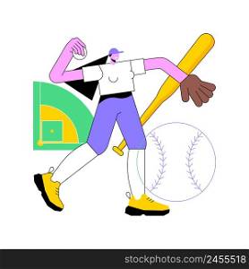 Baseball abstract concept vector illustration. Sport game, professional pitcher, athletic stadium, grass field, champion team, player uniform, sports betting competition, ticket abstract metaphor.. Baseball abstract concept vector illustration.