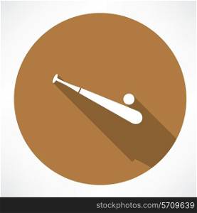Baseball and baseball bat. Flat modern style vector illustration
