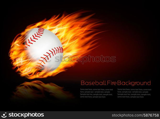 Baseball background with a flaming ball. Vector. —