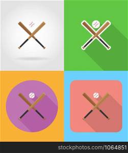 baseball ball and bit flat icons vector illustration isolated on background