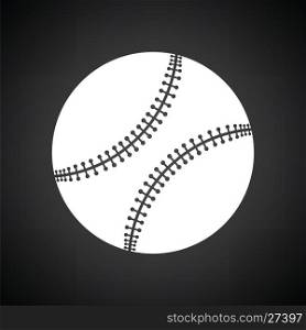Baseball ball icon. Black background with white. Vector illustration.