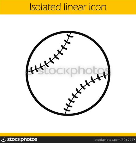 Baseball ball linear icon. Sport equipment. Softball thin line illustration. Contour symbol. Vector isolated outline drawing. Baseball ball linear icon