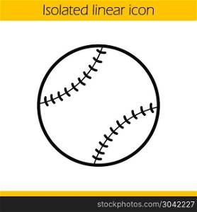 Baseball ball linear icon. Sport equipment. Softball thin line illustration. Contour symbol. Vector isolated outline drawing. Baseball ball linear icon