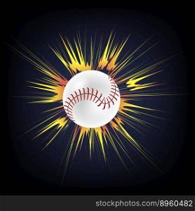 Baseball ball with yellow explosion vector image