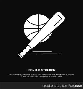 baseball, basket, ball, game, fun Icon. glyph vector symbol for UI and UX, website or mobile application. Vector EPS10 Abstract Template background