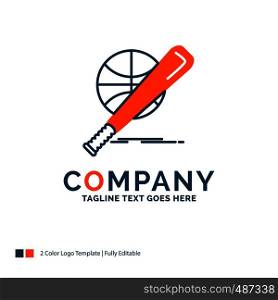 baseball, basket, ball, game, fun Logo Design. Blue and Orange Brand Name Design. Place for Tagline. Business Logo template.