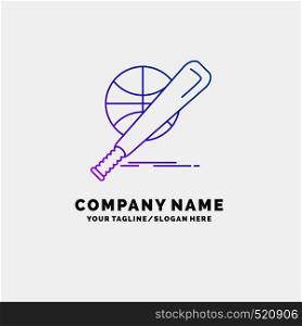 baseball, basket, ball, game, fun Purple Business Logo Template. Place for Tagline. Vector EPS10 Abstract Template background