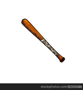Baseball bat. American sports and equipment. Outline cartoon illustration isolated on white