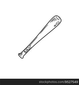 Baseball bat. American sports and equipment. Outline cartoon illustration isolated on white. Baseball bat. American sports and equipment.