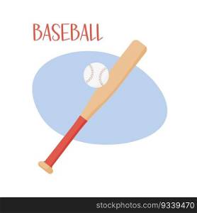 Baseball bat and ball isolated. Baseball team sports game. Vector flat object illustration.. Baseball bat and ball isolated. Baseball team sports game. Vector flat object illustration