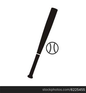 Baseball bat and ball monochrome icon. Baseball game bat, emblem baseball, sport softball game, badge baseball, american game. Vector illustration
