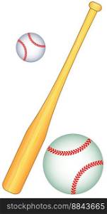 Baseball bat and balls vector image