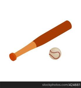 Baseball bat and baseball isometric 3d icon on a white background. Baseball bat and baseball isometric 3d icon