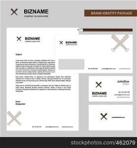 Baseball bat Business Letterhead, Envelope and visiting Card Design vector template