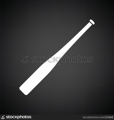 Baseball bat icon. Black background with white. Vector illustration.