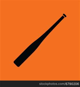 Baseball bat icon. Orange background with black. Vector illustration.