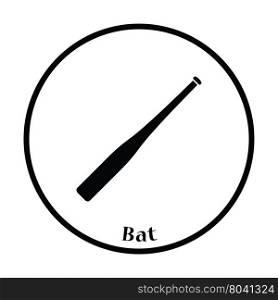 Baseball bat icon. Thin circle design. Vector illustration.