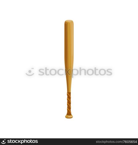 Baseball bat isolated sport equipment. Vector realistic base slugger on white. Wooden baseball bat in realistic design isolated