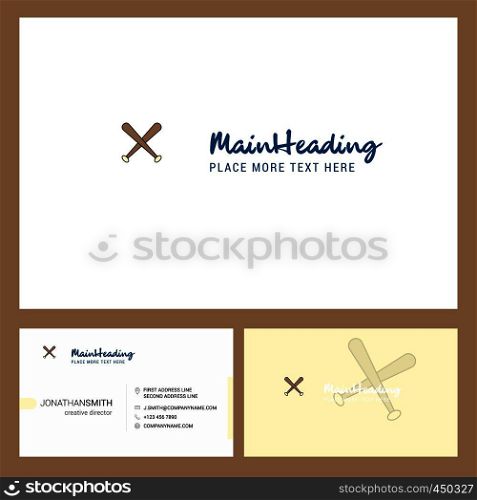 Baseball bat Logo design with Tagline & Front and Back Busienss Card Template. Vector Creative Design