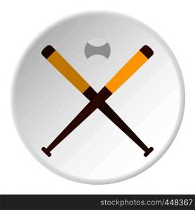 Baseball bats and baseball icon in flat circle isolated vector illustration for web. Baseball bats and baseball icon circle