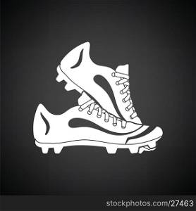 Baseball boot icon. Black background with white. Vector illustration.