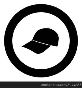 Baseball cap black icon in circle vector illustration isolated flat style .