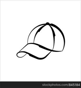 Baseball Cap Icon, Base Ball Hat Design Vector Art Illustration