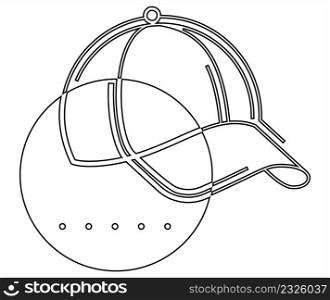 Baseball Cap Icon, Base Ball Hat, Sports Accessory, Head Gear Vector Art Illustration