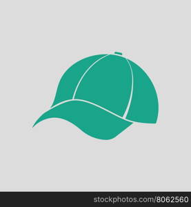 Baseball cap icon. Gray background with green. Vector illustration.