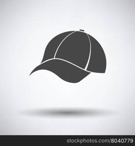 Baseball cap icon on gray background, round shadow. Vector illustration.