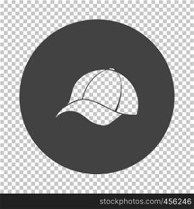 Baseball cap icon. Subtract stencil design on tranparency grid. Vector illustration.