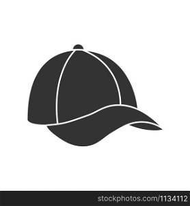 Baseball cap silhouette. Hat icon, baseball cap. Isolated outline on a white background. Flat style