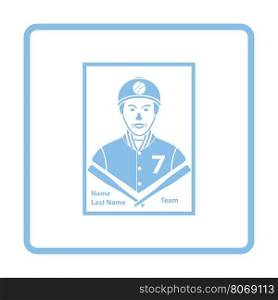 Baseball card icon. Blue frame design. Vector illustration.